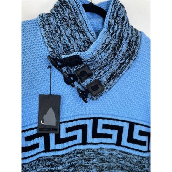 LCR Black Edition Shawl‎ Collar Sweater Greek Key Knitwear Wool Pullover 3XL Men - Picture 3 of 10